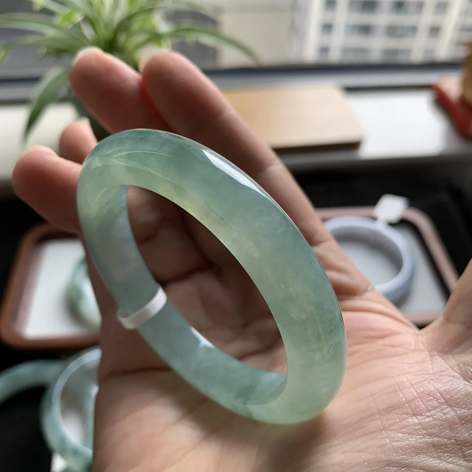 52圈口绿底手镯