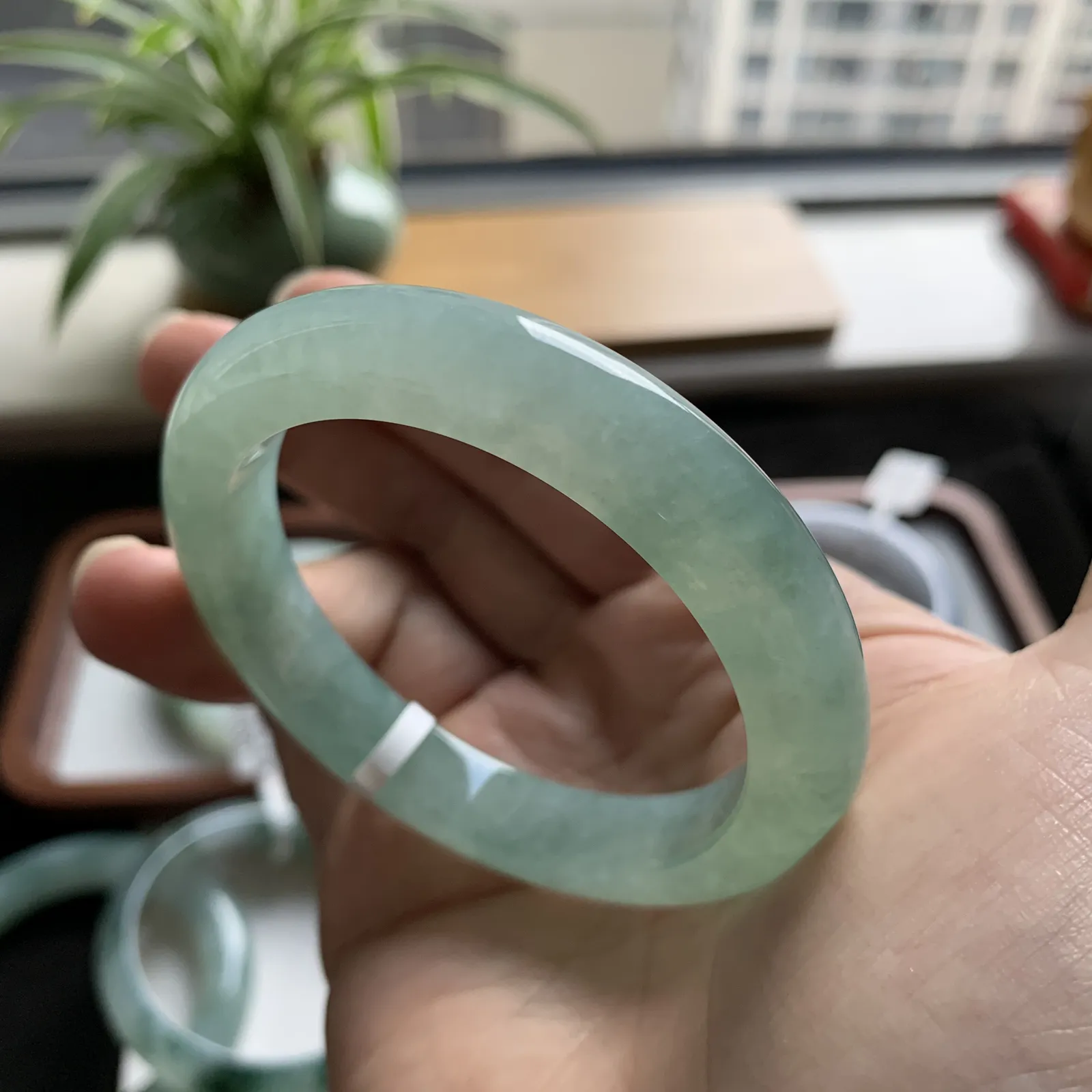52圈口绿底手镯