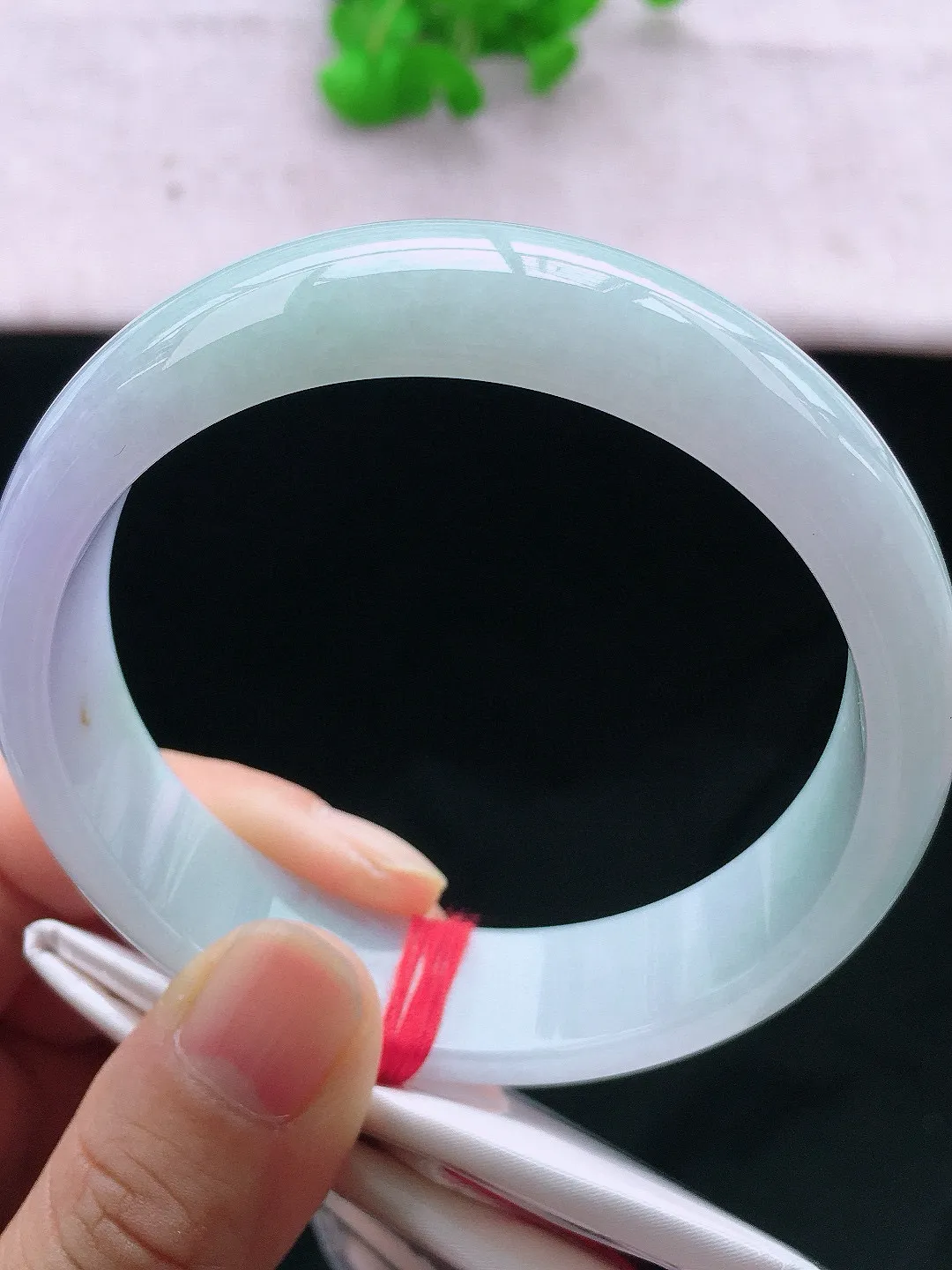 正圈61-62可戴，种老水足，宽版，尺寸61.5/15.8/7.6mm，紫罗兰大圈口正圈翡翠手镯