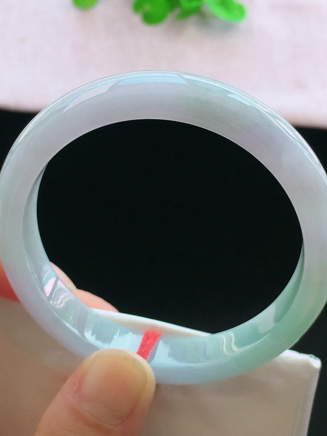 正圈57-58可戴，种老水足，尺寸57.6/12/7.3mm，紫罗兰正圈翡翠手镯