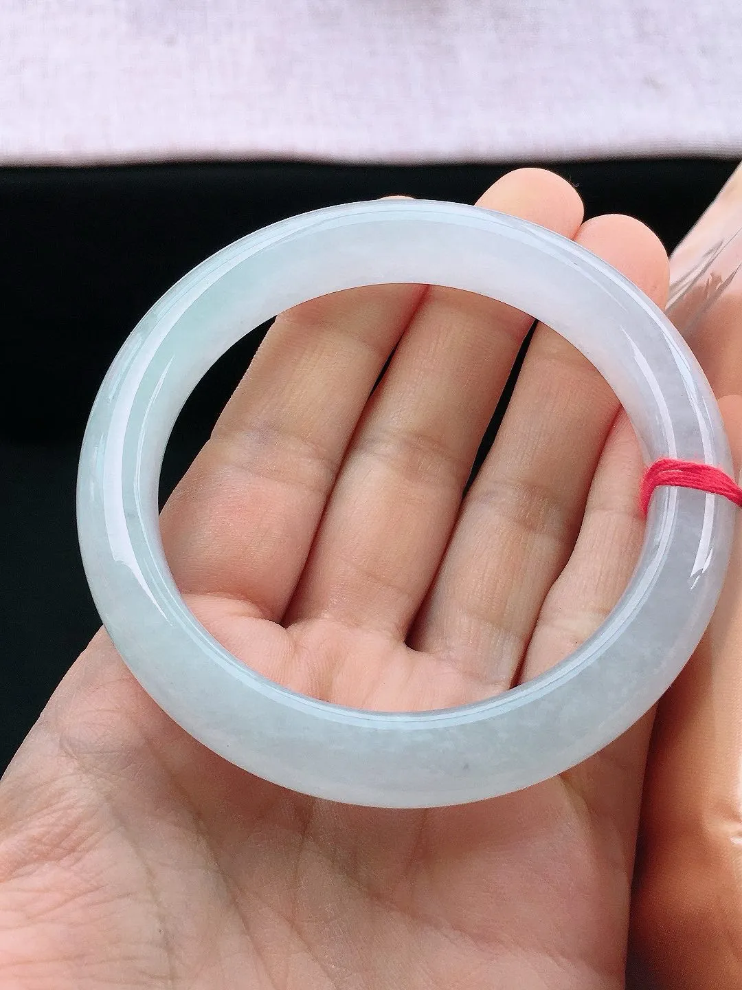 正圈59-60可戴，种老水足，尺寸60/11.6/9.6mm，白冰大圈口正圈翡翠手镯