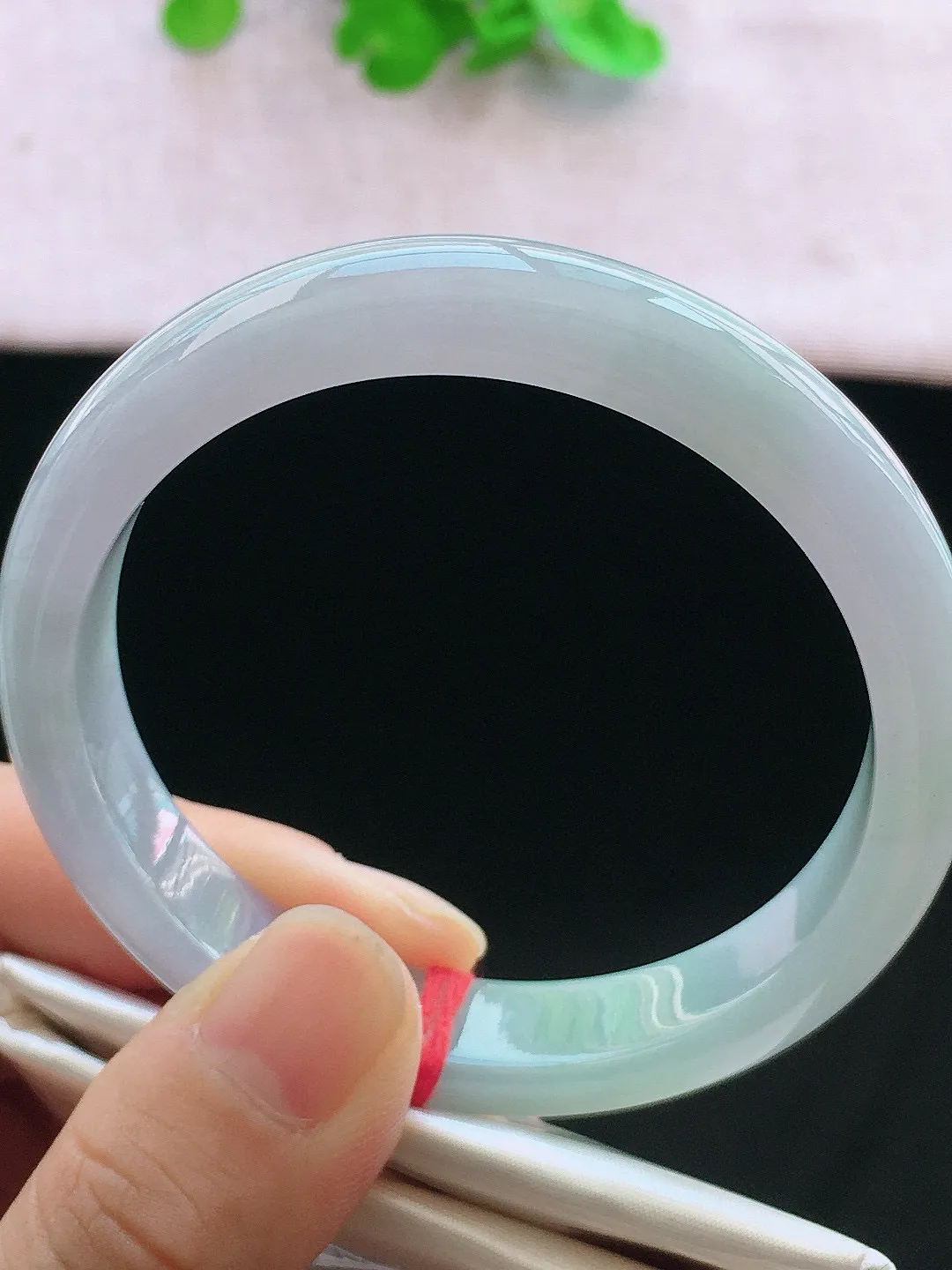 正圈57-58可戴，种老水足，尺寸57.6/12/7.3mm，紫罗兰正圈翡翠手镯