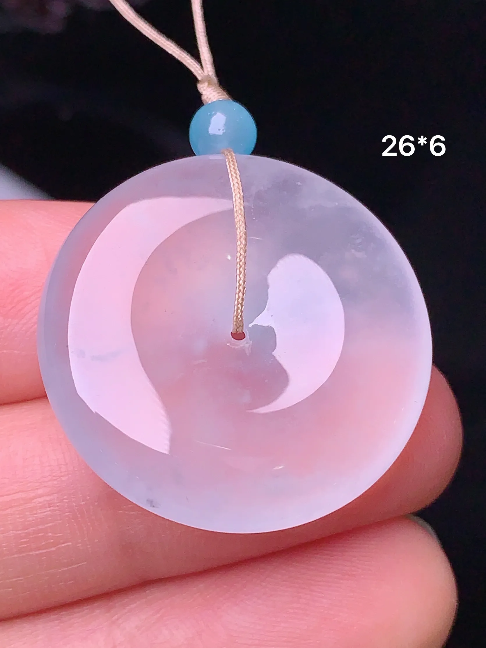 冰种平安扣吊坠 玉质细腻 色泽清新艳丽 整体尺寸26*6
