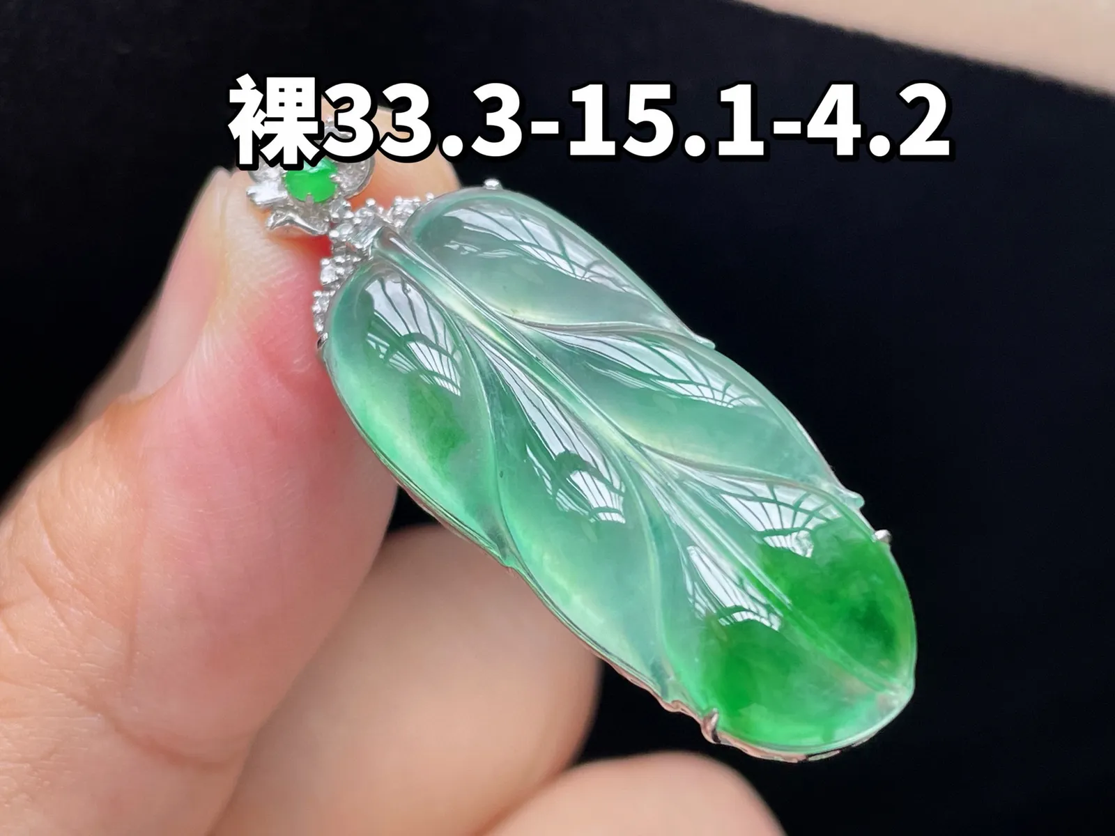18K 冰种飘绿·叶子
 
裸33.3-15.1-4.2