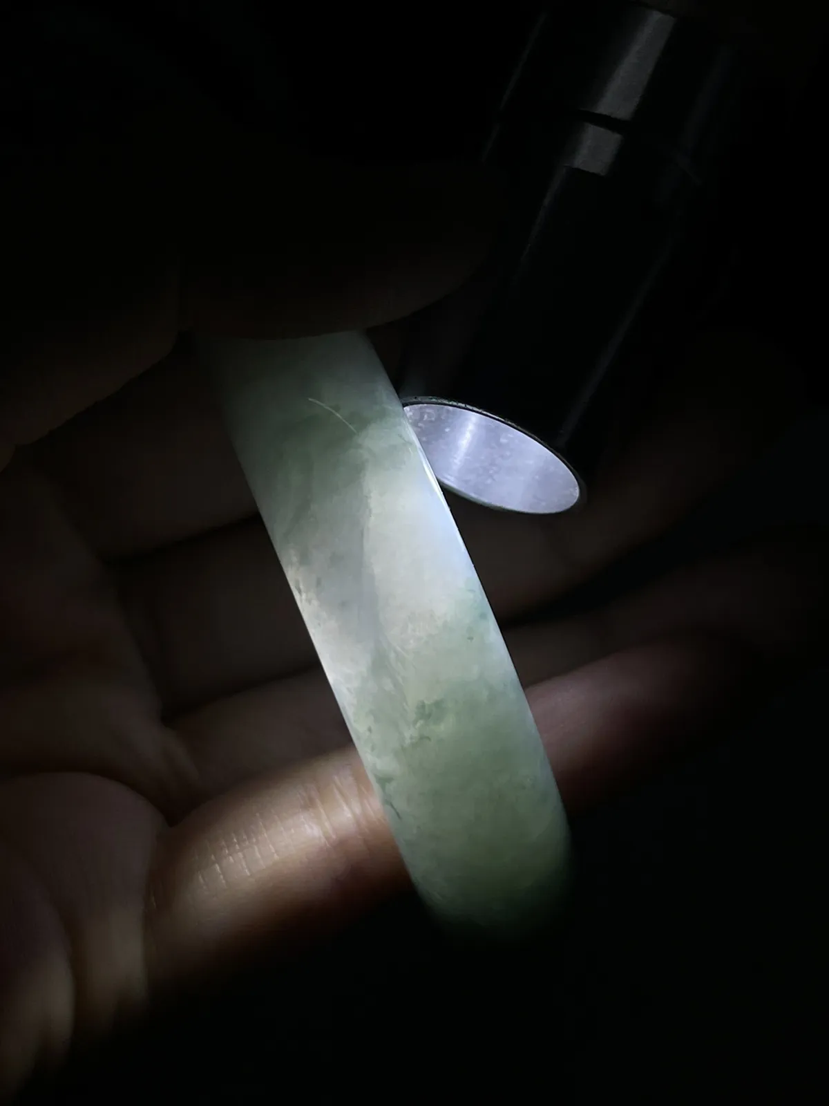正圈53.2圈口，翡翠糯化种飘花手镯