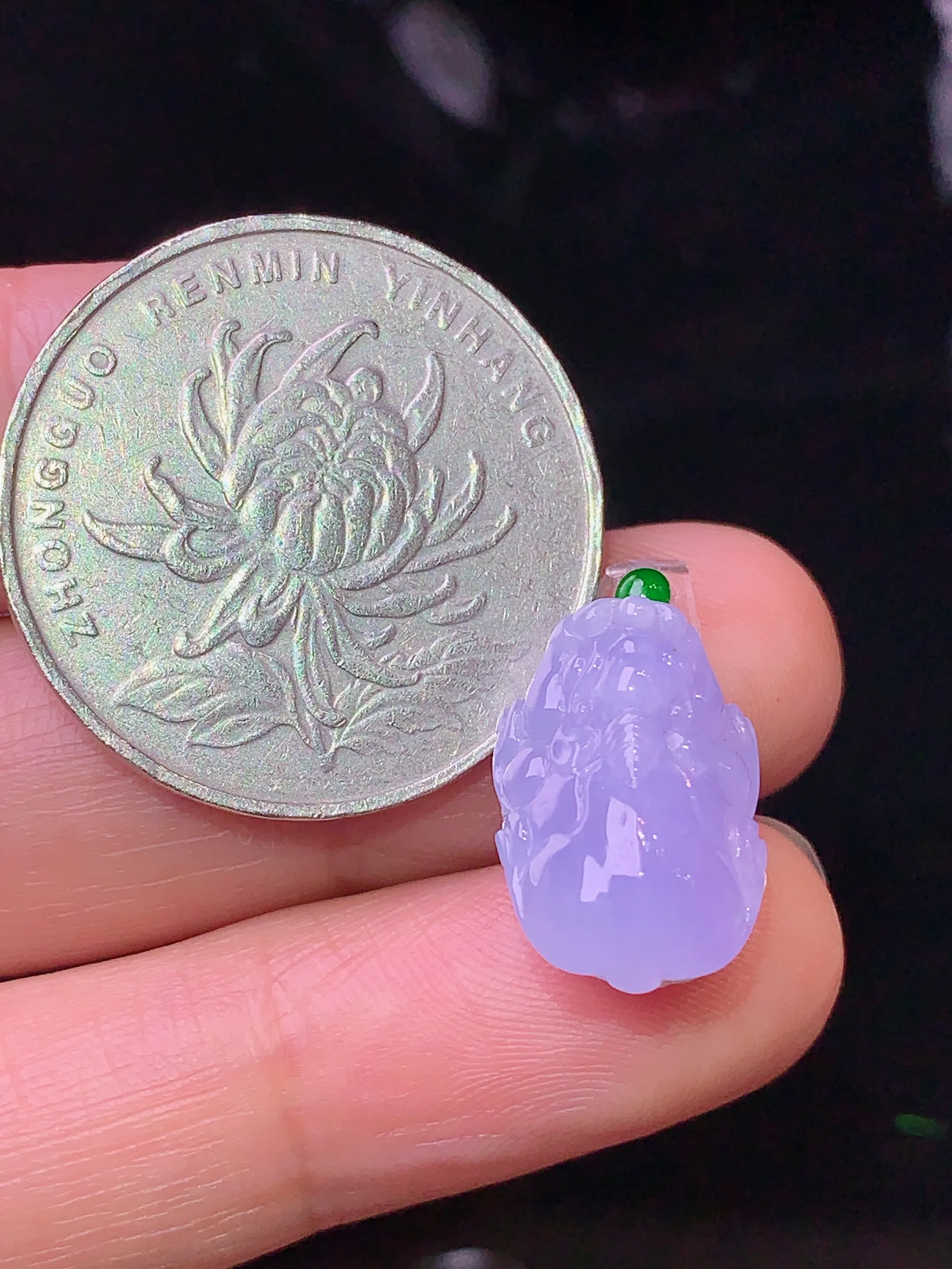 镶嵌款 紫罗兰貔貅吊坠 玉质细腻 色泽清新艳丽 整体尺寸15.5*10.6*6.8