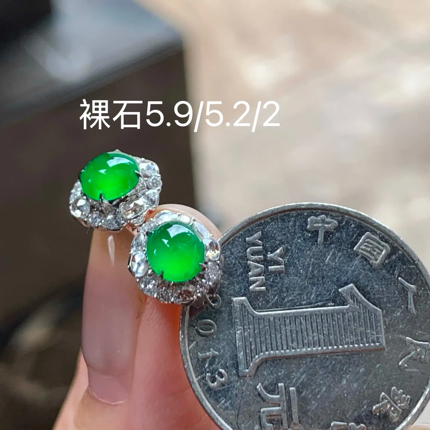 冰种辣绿耳钉
种老 真金镶嵌