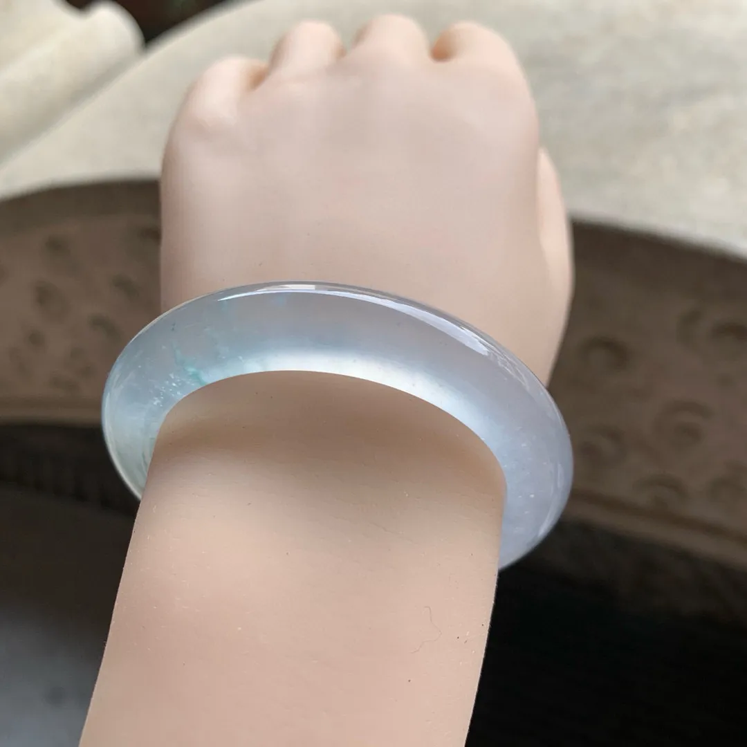 正圈玻璃种飘花 无瑕 尺寸:50.1/10.2/8.8 花美 起刚光🥰🥰