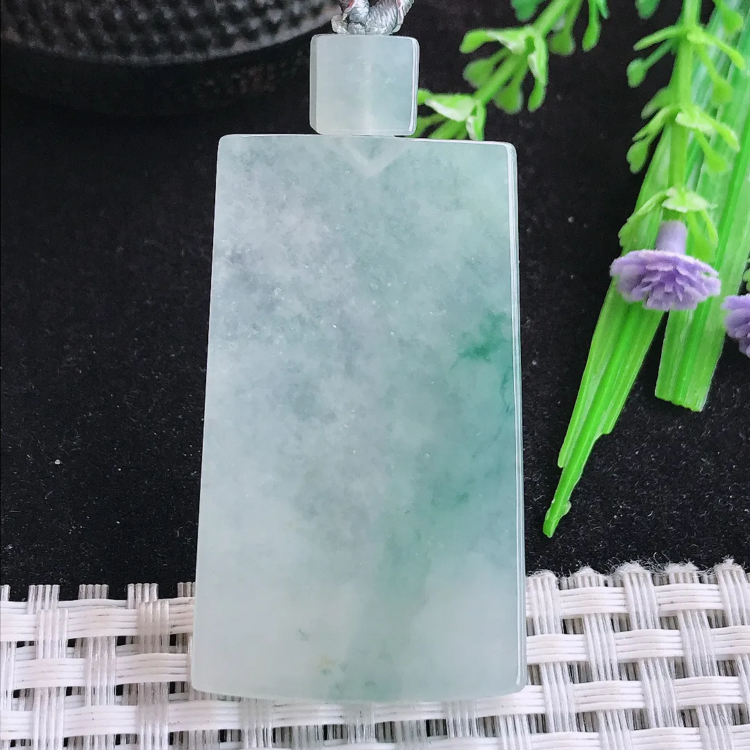 自然光45/26.5/6老坑冰胶果冻飘花无事牌吊坠翡翠玉坠