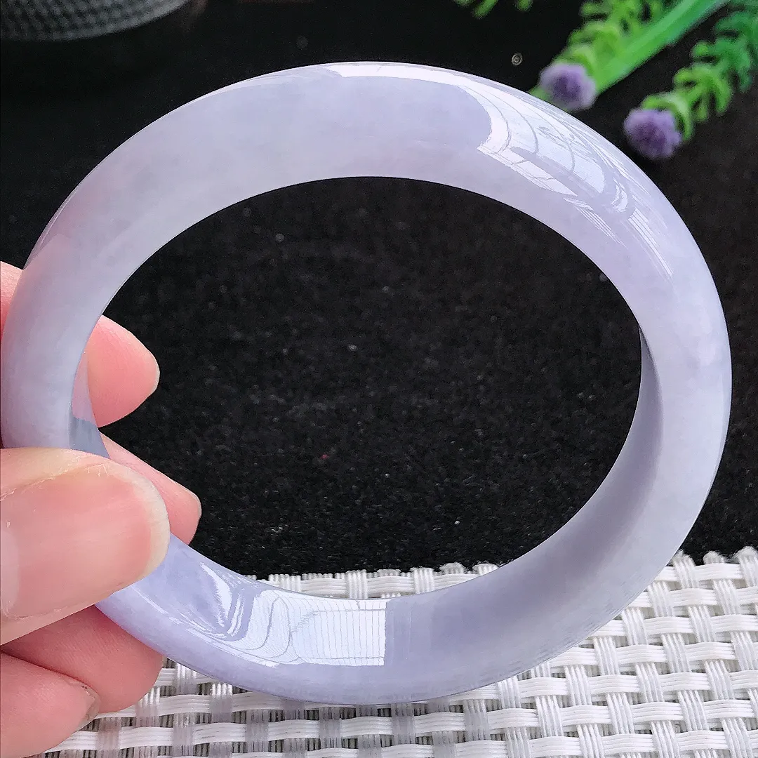 自然光59/14/8.3老坑精美温润浓郁紫罗兰手镯玉镯百搭