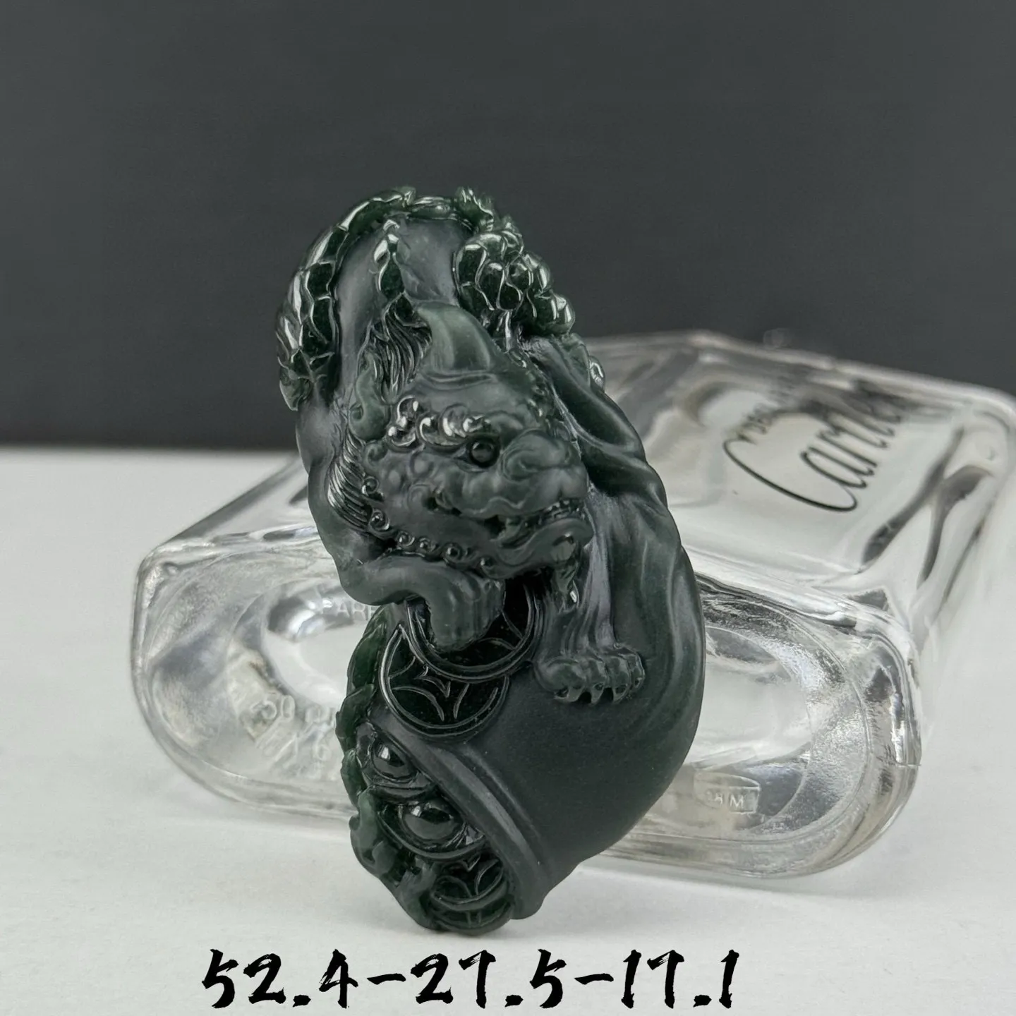 精品墨翠貔貅挂件 种好色正 黑度可以 打灯通透 油性十足 尺寸52.4