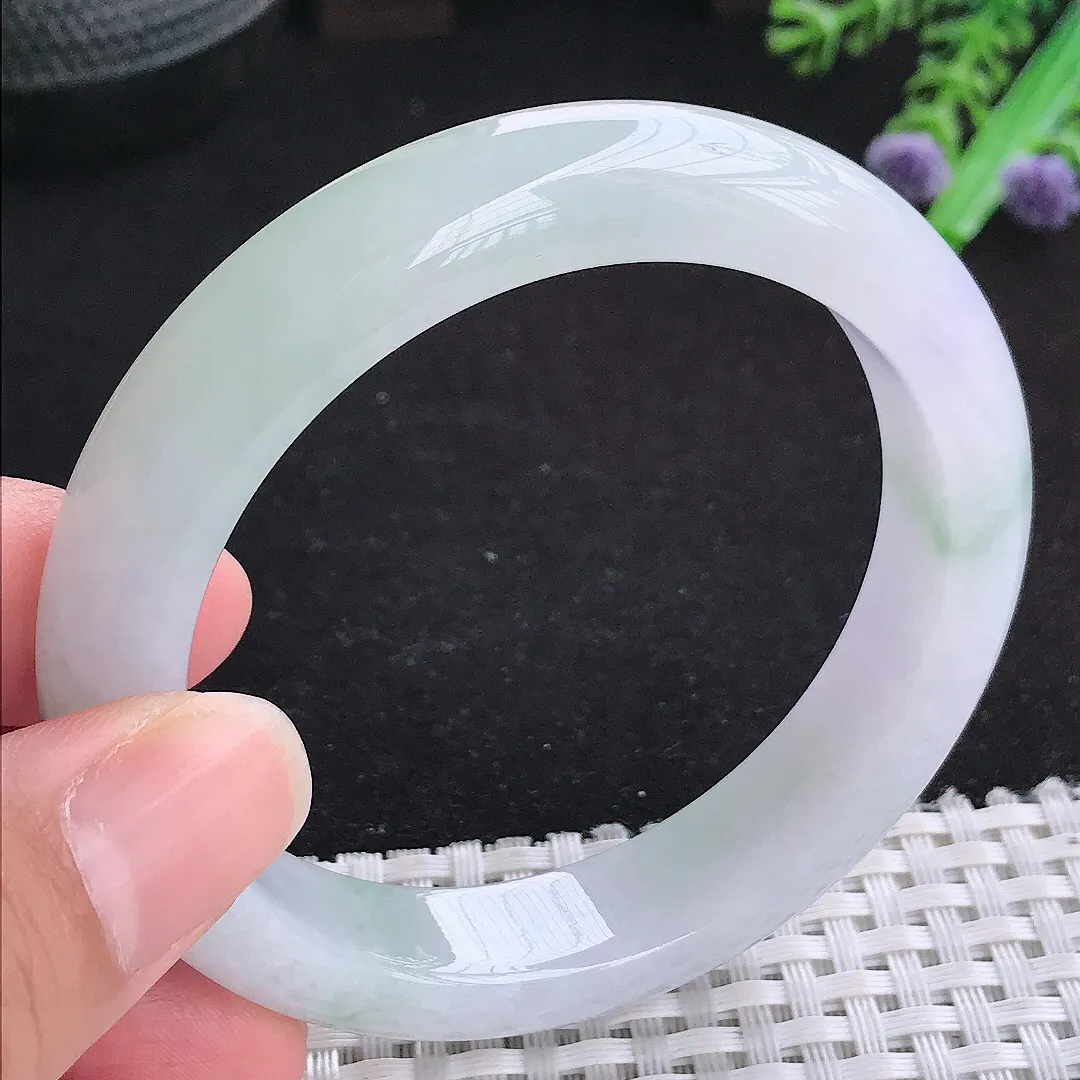 自然光55.5/11.8/8.6老坑冰胶水灵宽边手镯玉镯百搭