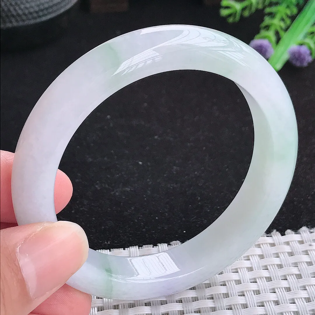 自然光55.5/11.8/8.6老坑冰胶水灵宽边手镯玉镯百搭