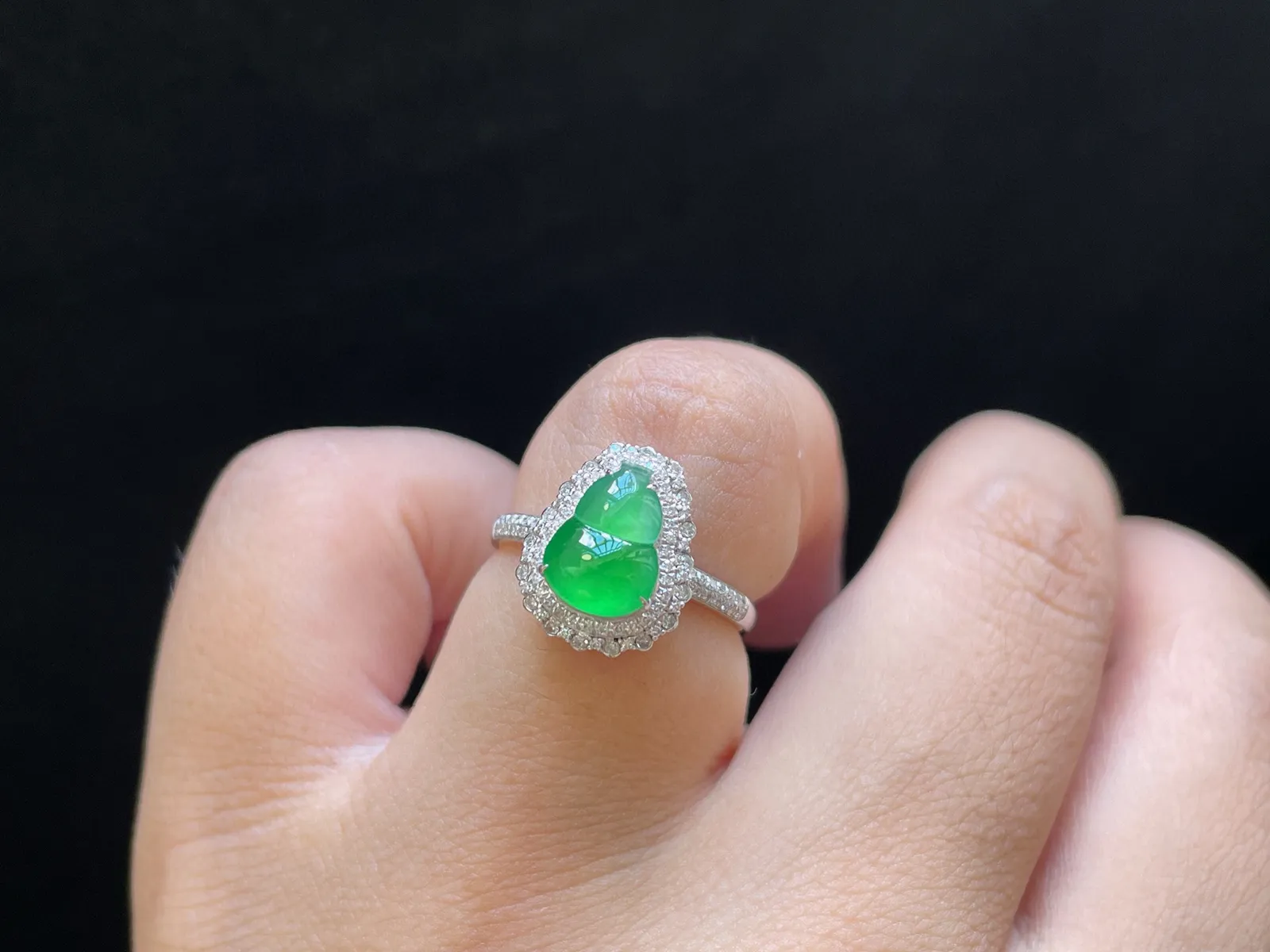 18K 冰种·葫芦戒指
 
裸9.5-7.2-2.3
内径16.9