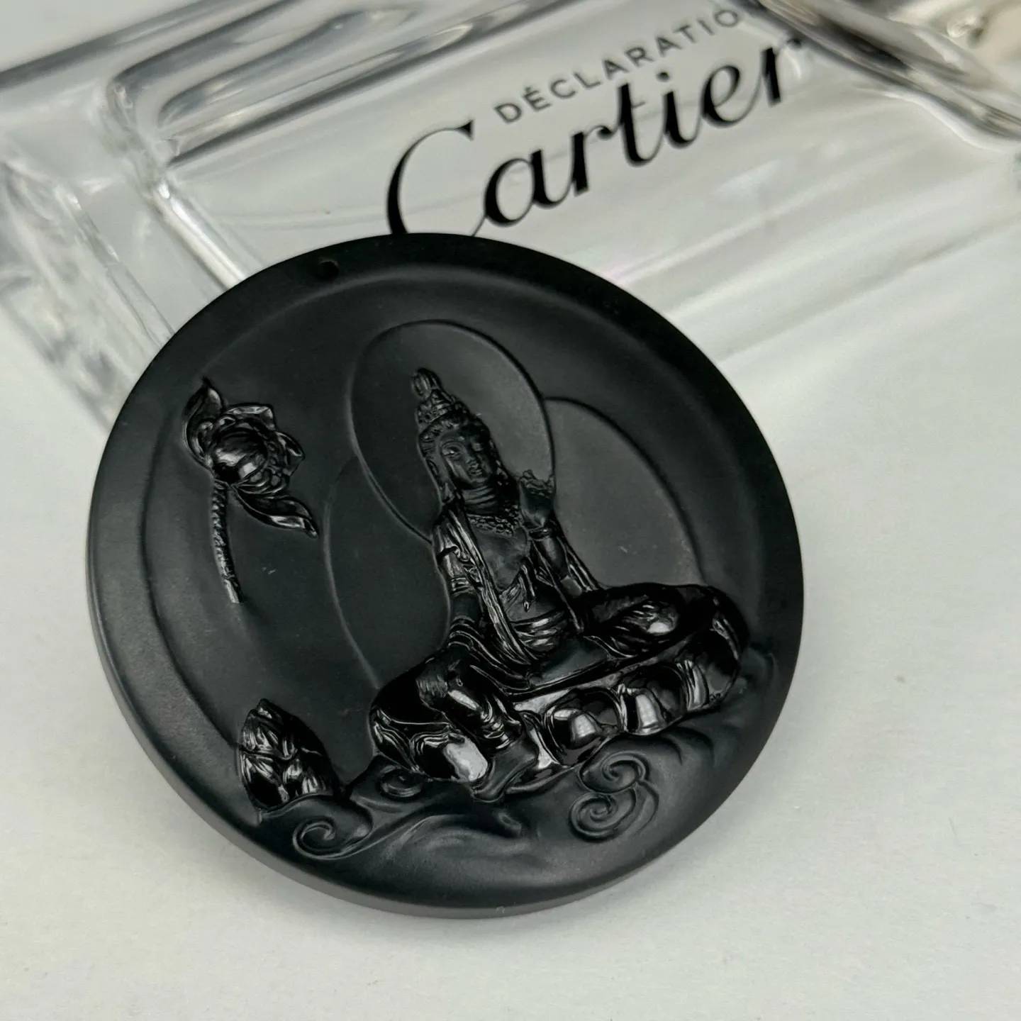 精品墨翠观音 种好色正 打灯通透 油性十足 黑度足 尺寸54.7