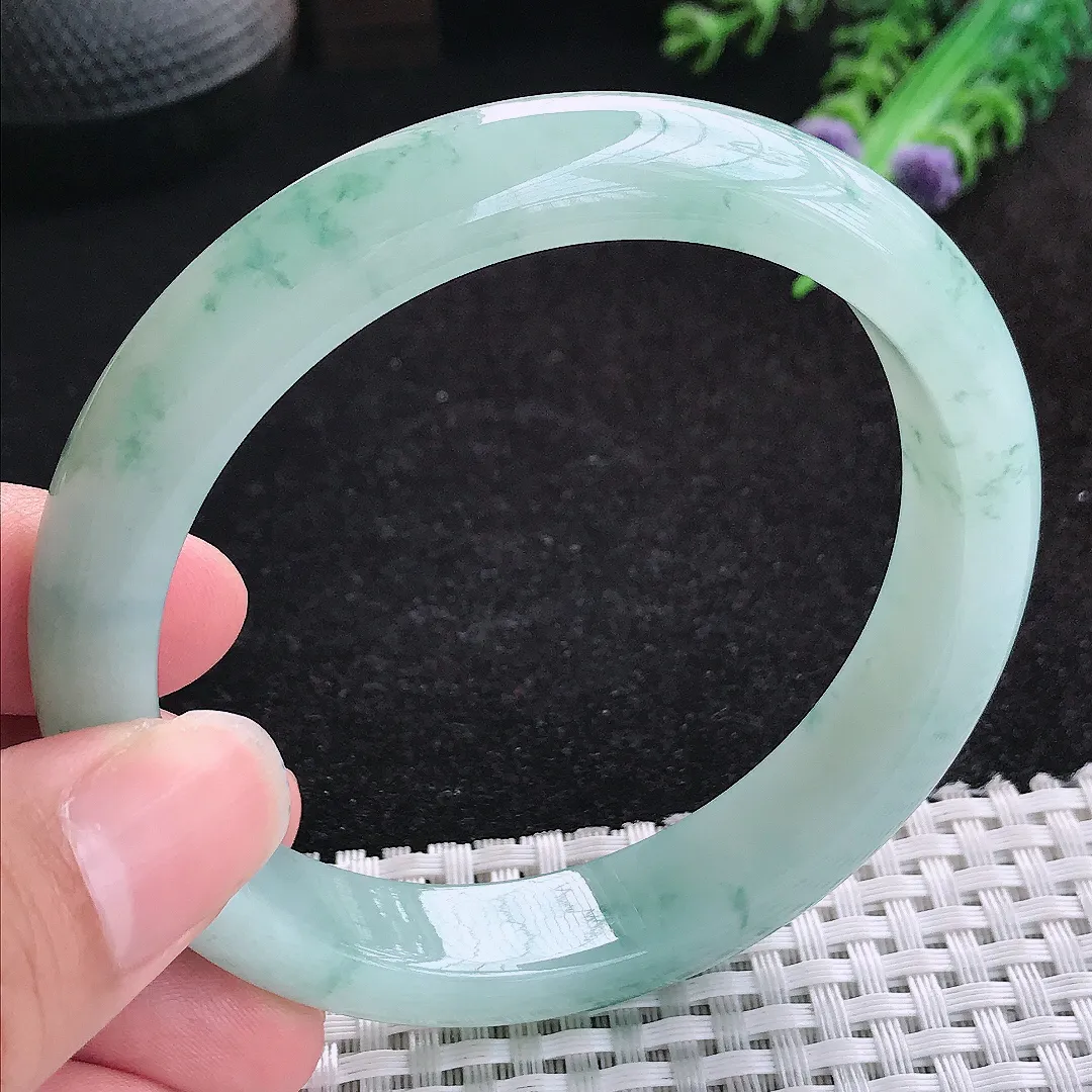 自然光60.5/12.5/8.3大圈口老坑冰胶果冻飘花手镯玉镯百搭