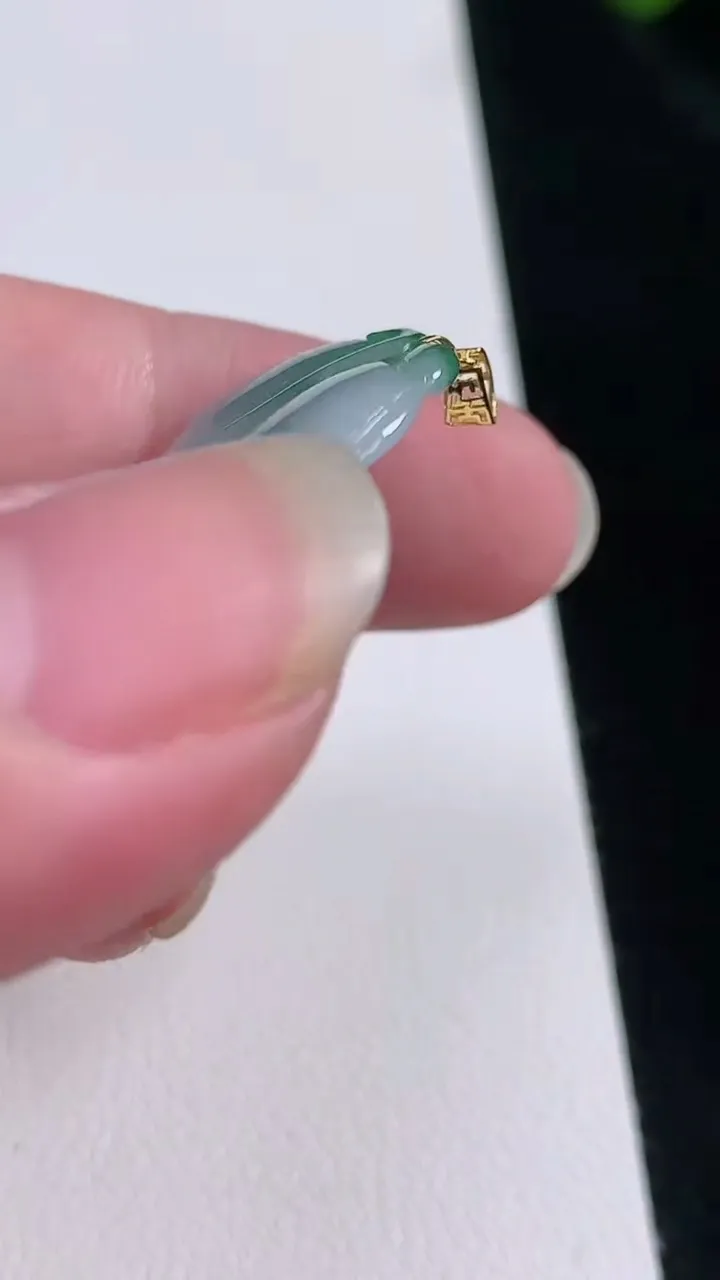 天然A货翡翠金枝玉叶 叶子吊坠，尺寸39.1-22.4-3.6，重:5.58g
8月22日