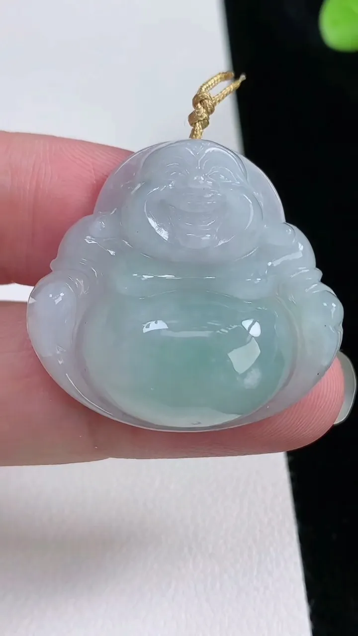 天然A货翡翠佛公吊坠，尺寸30.8-33-8.4，重量:12.43g
8月23日