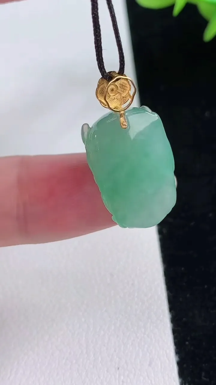 天然A货翡翠龙牌吊坠，尺寸19.2-13-7.4，重量:3.98g
8月24日