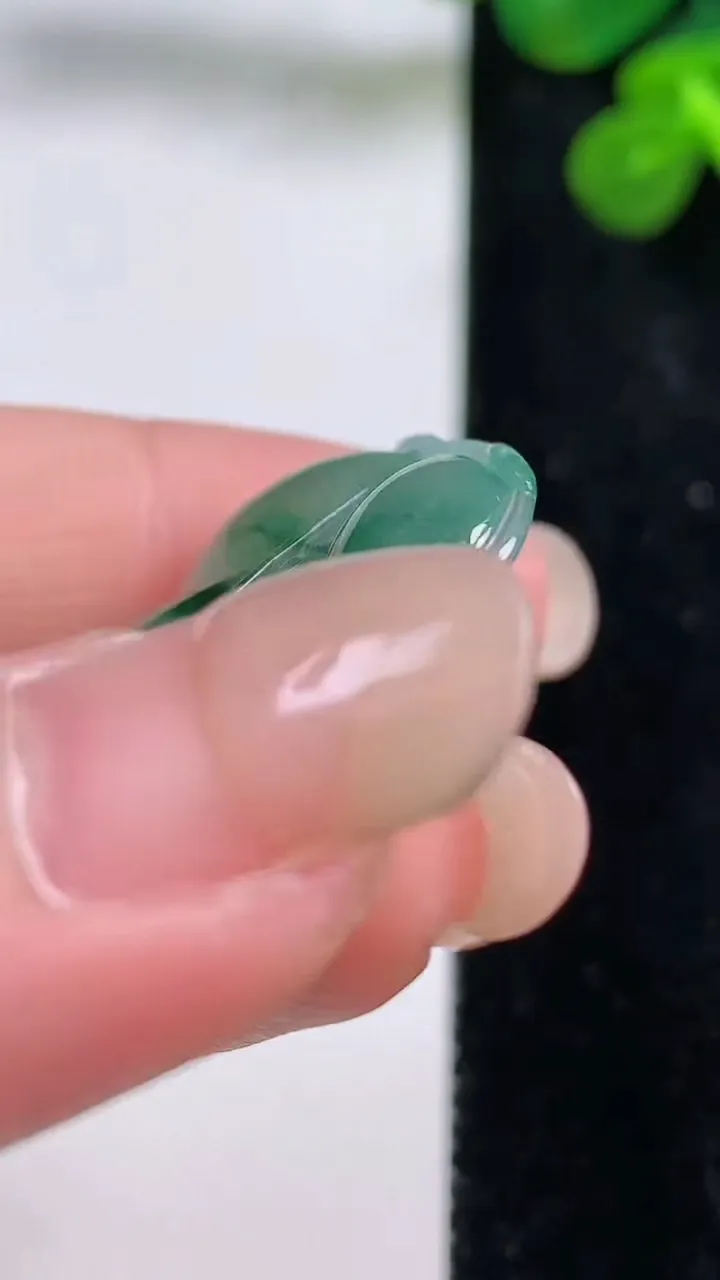 天然A货翡翠金枝玉叶 叶子吊坠，尺寸34.-20.5-4，重量:5.35g
8月29日