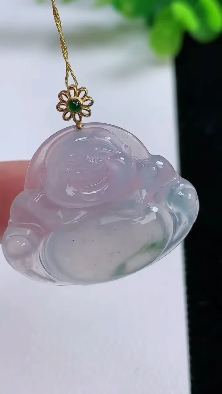 天然A货翡翠种飘花佛公吊坠，尺寸26.3-30.7-4.6，重量:5.97g
8月31日