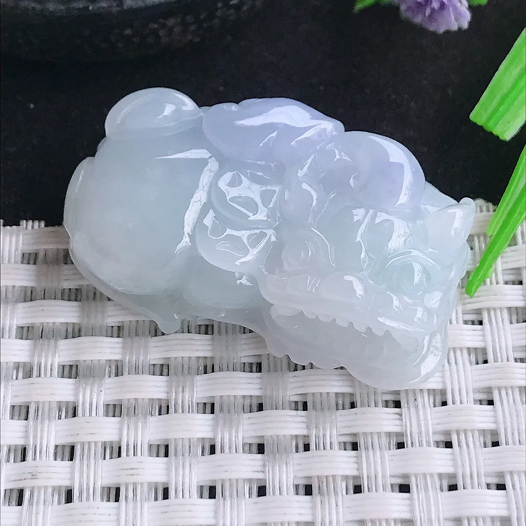自然光37.5/23.5/12.6老坑冰胶紫罗兰貔貅吊坠霸王貔貅翡翠玉坠