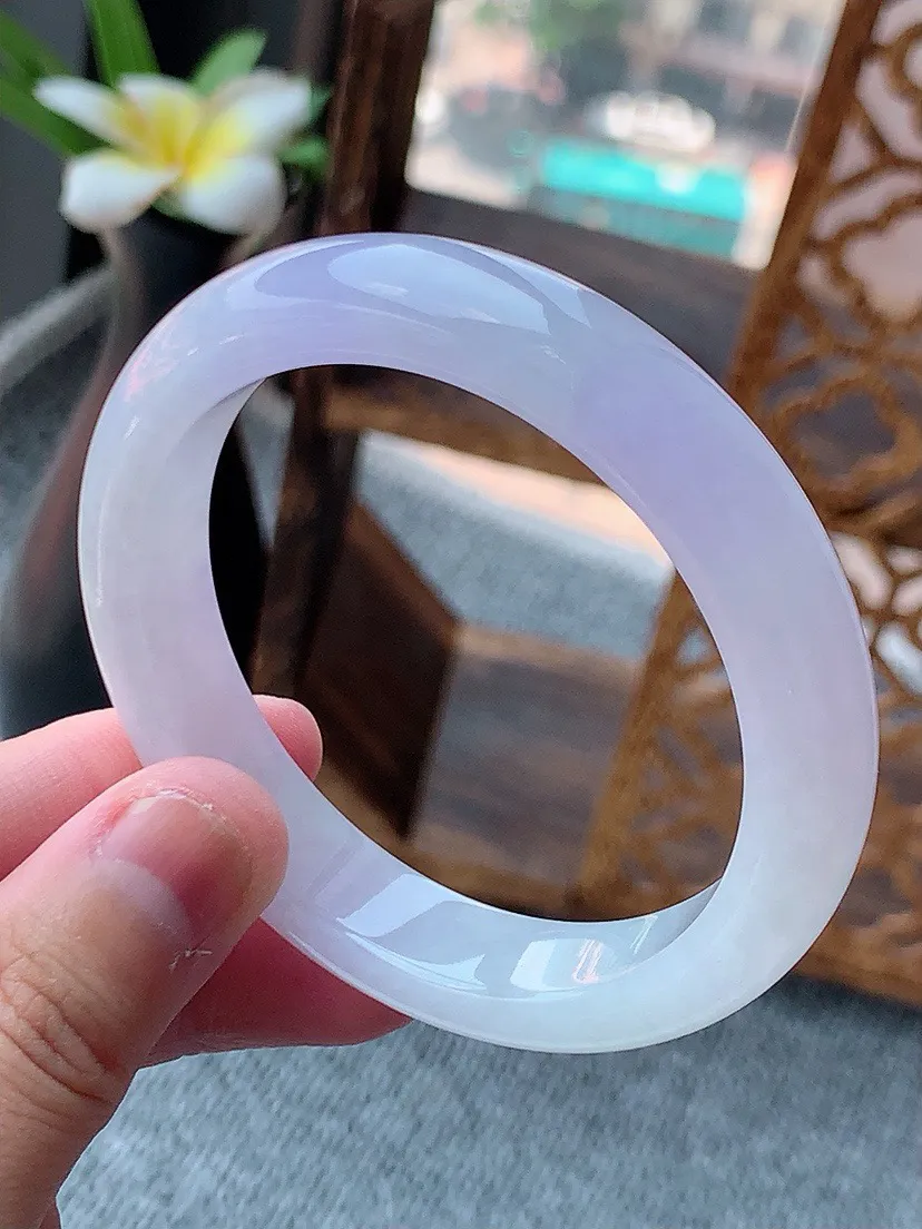 a货翡翠老坑紫罗兰正装正圈手镯53-54圈口 尺寸53.2×11×8mm 重量48.82g 0801