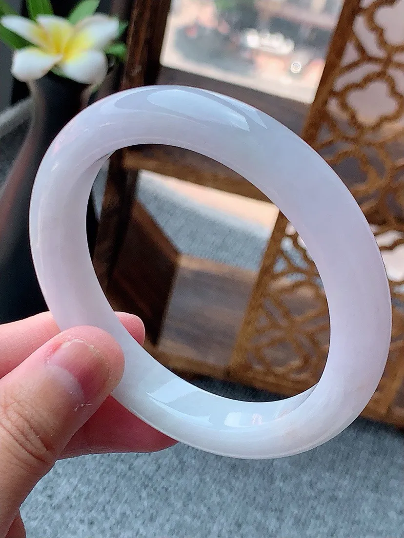 a货翡翠老坑飘黄翡正装正圈手镯59-60大圈口  尺寸59.5×11×9.3mm 重量61.66g 0801
