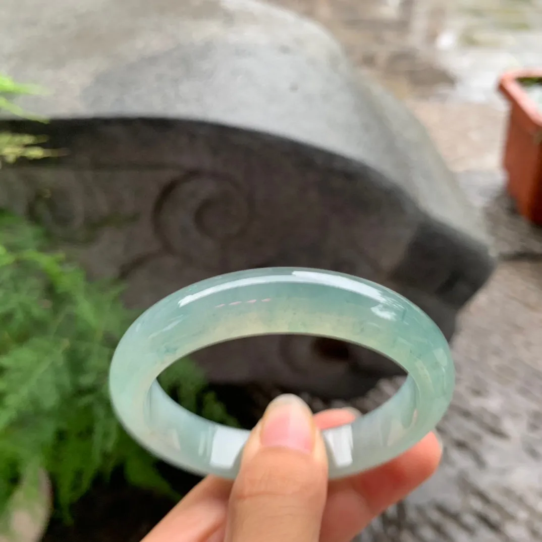 小圈口53.6-11.5-7.8 【冰湖水绿正圈手镯】正圈53 54可戴