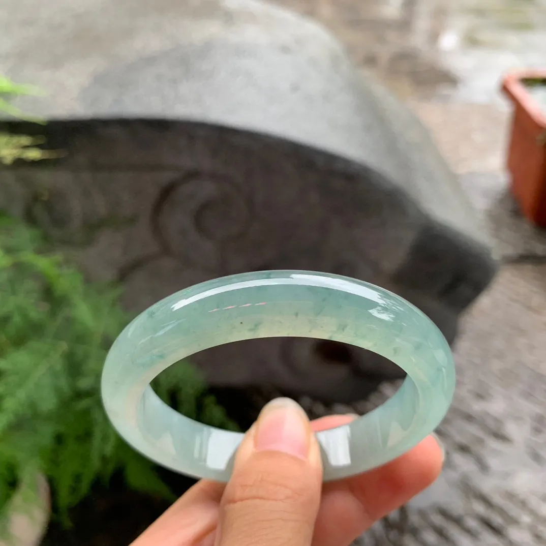 小圈口53.6-11.5-7.8 【冰湖水绿正圈手镯】正圈53 54可戴