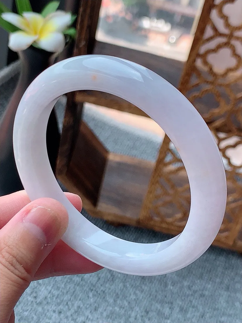 a货翡翠老坑飘黄翡正装正圈手镯59-60大圈口  尺寸59.5×11×9.3mm 重量61.66g 