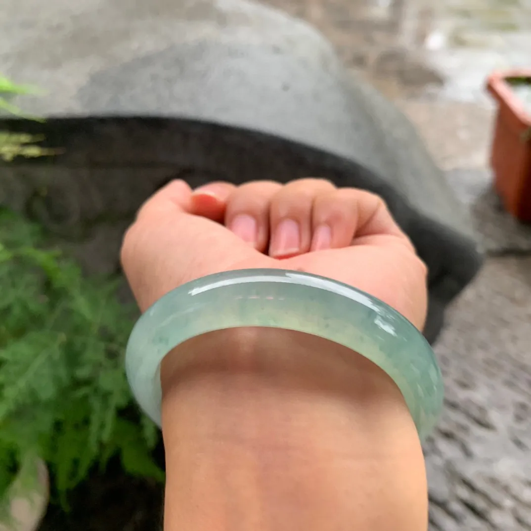 小圈口53.6-11.5-7.8 【冰湖水绿正圈手镯】正圈53 54可戴