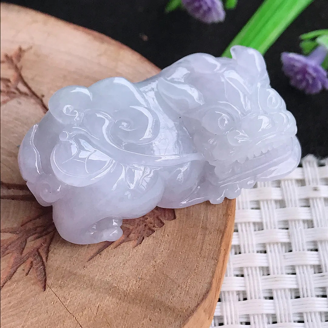 自然光42.8/22.5/13.2老坑冰胶水灵紫罗兰霸王貔貅吊坠翡翠玉坠手牌