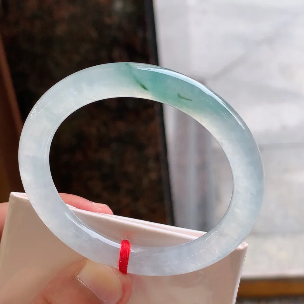 圆条冰玻蓝水 无瑕 尺寸:53.1/8.2 种水好️️
