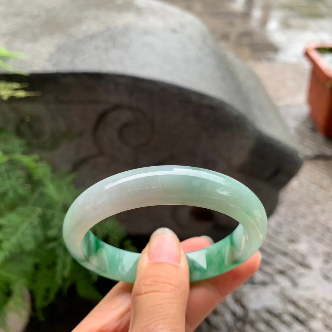 小圈口53.4-11.6-7.3【辣绿正圈手镯】正圈53 54可戴