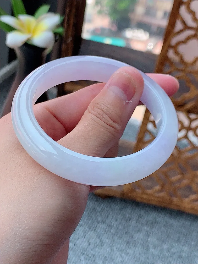 a货翡翠老坑紫罗兰正装正圈手镯53-54圈口 尺寸53.2×11×8mm 重量48.82g 0801