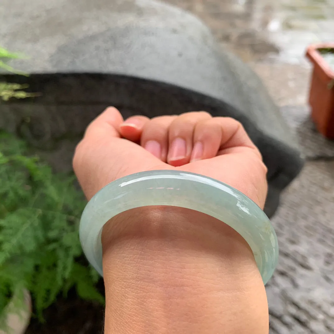 小圈口53.6-11.5-7.8 【冰湖水绿正圈手镯】正圈53 54可戴