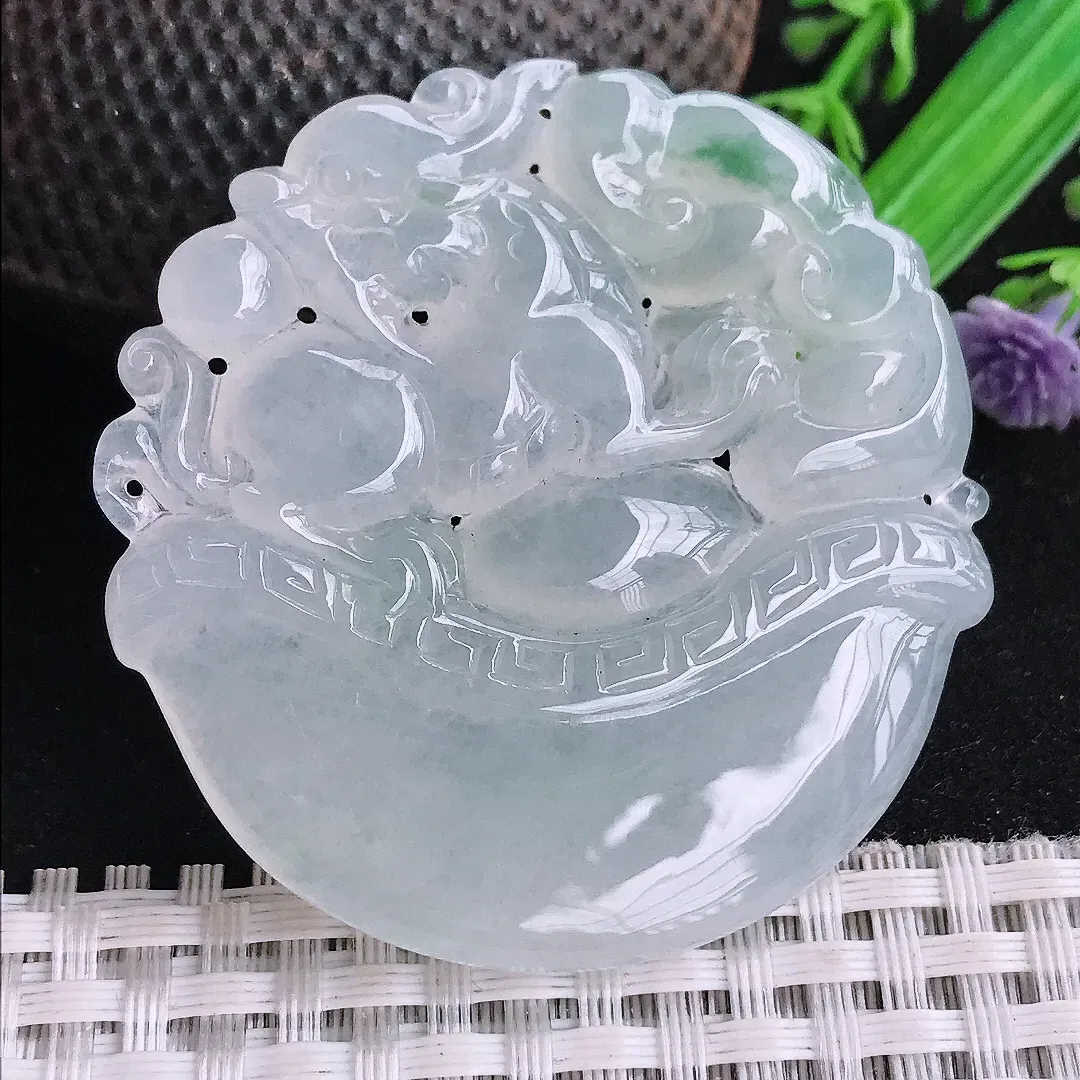 自然光50/49.7/5.8老坑冰种果冻冰纯招财貔貅吊坠翡翠玉坠