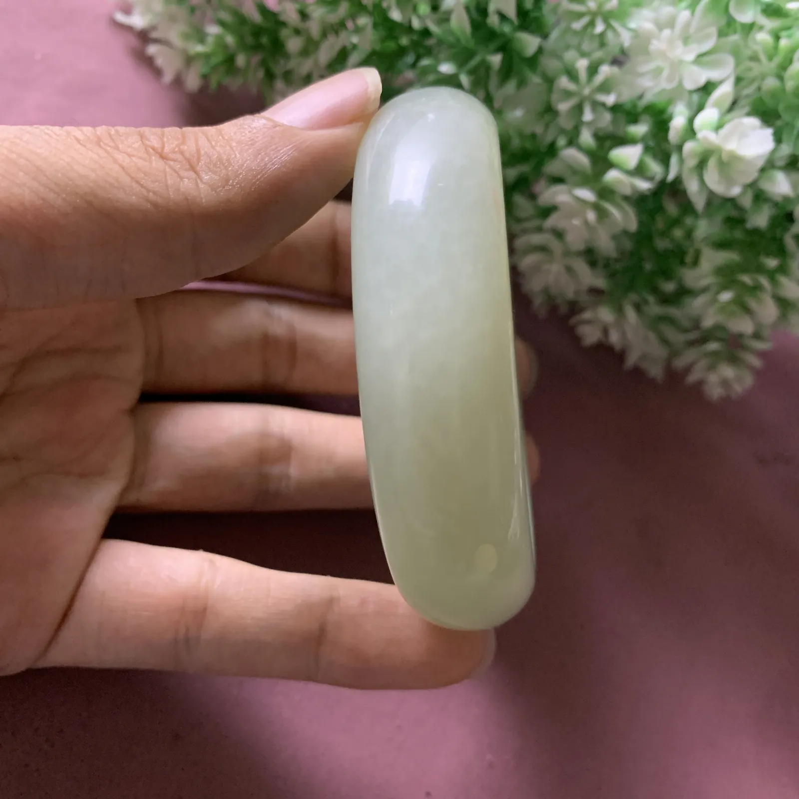 【超低价】和田玉55.8圈口双色翠青手镯，玉质细腻油润 底色纯净 脂粉好，品质好