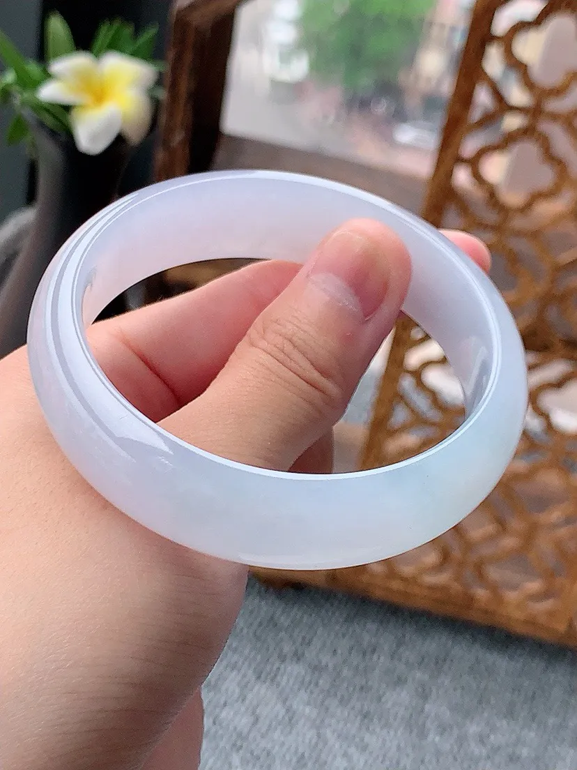 a货翡翠老坑紫罗兰宽边正装正圈手镯57-58圈口 尺寸57.2×15.8×7mm 重量61.40g 0803