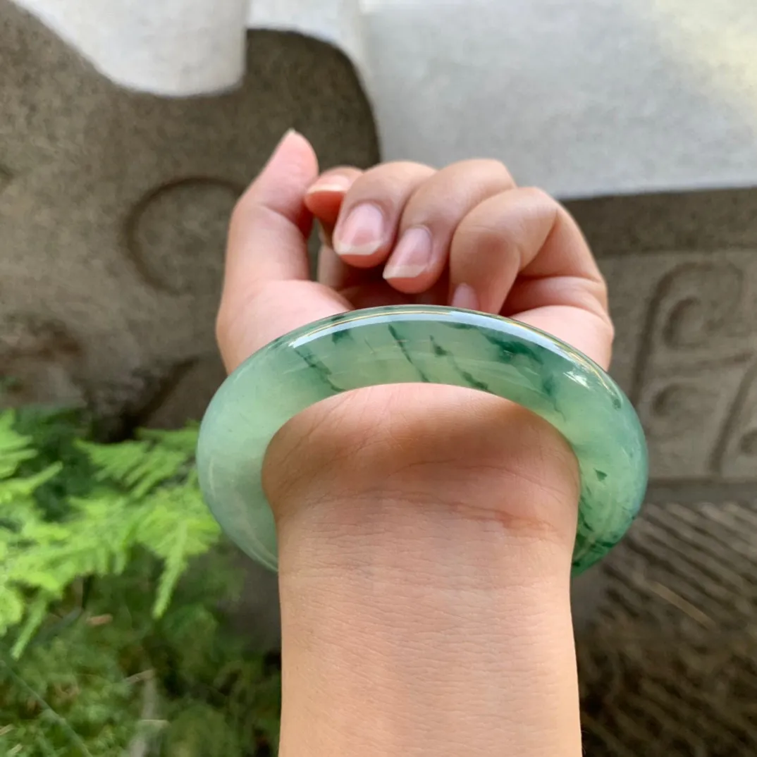 圈口56.2-11.6 【冰飘花圆条手镯】圆条56 57可戴