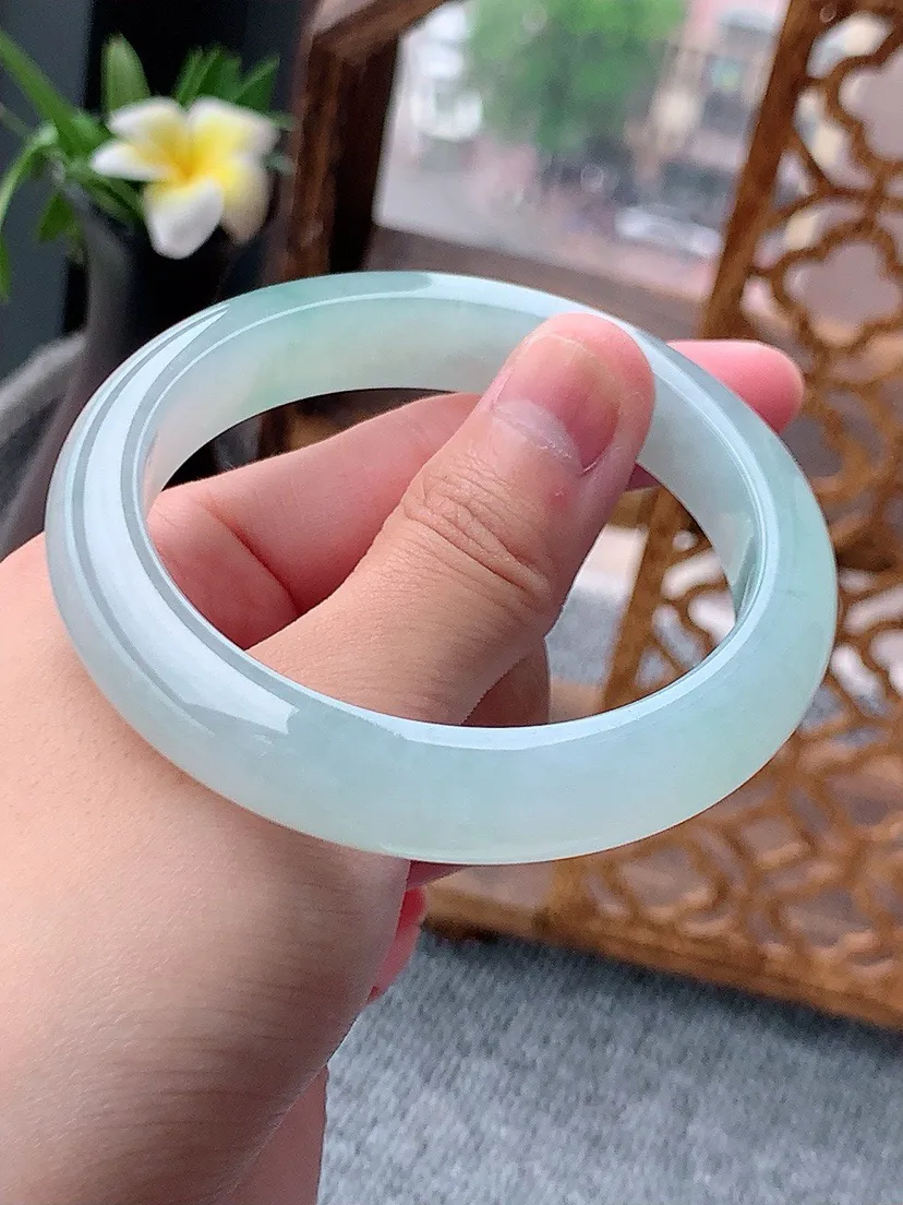 a货翡翠老坑冰种晴水正装正圈手镯55-56圈口 尺寸55.5×11.4×8.3mm 重量55.28g 0803