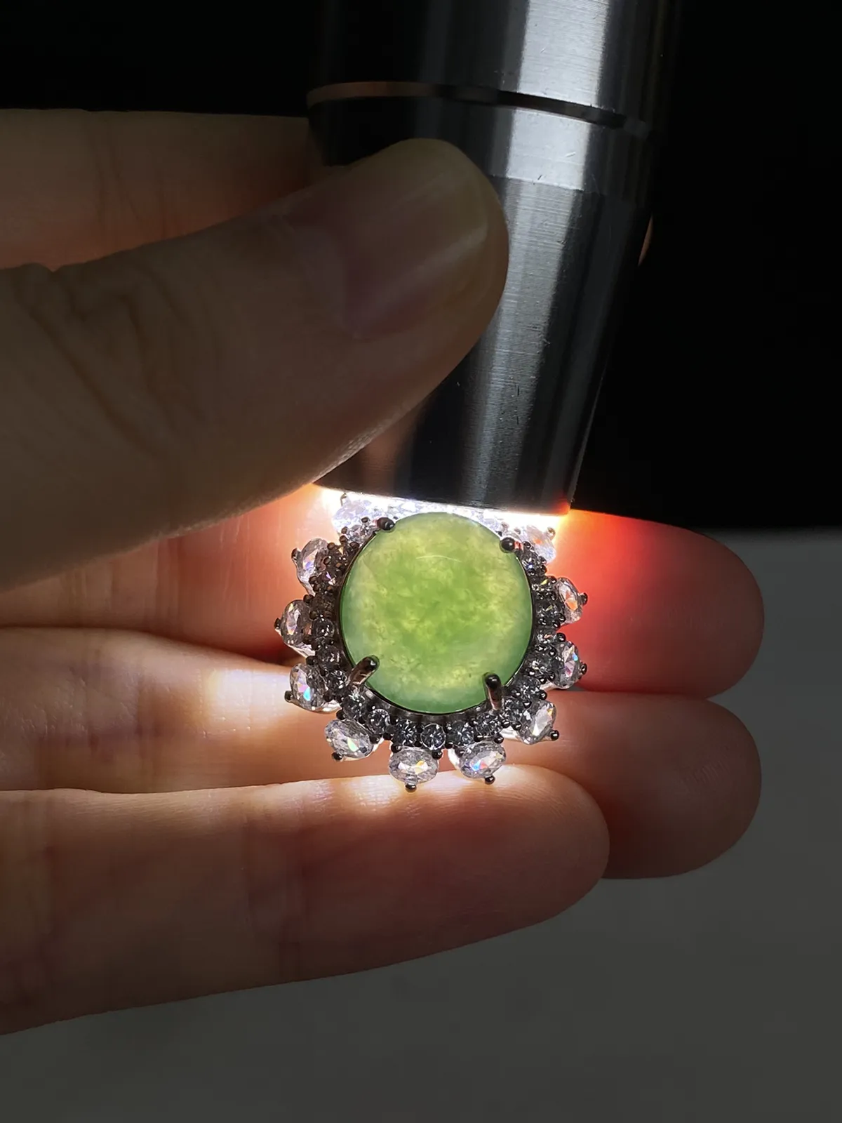 翡翠戒指，印记：S925