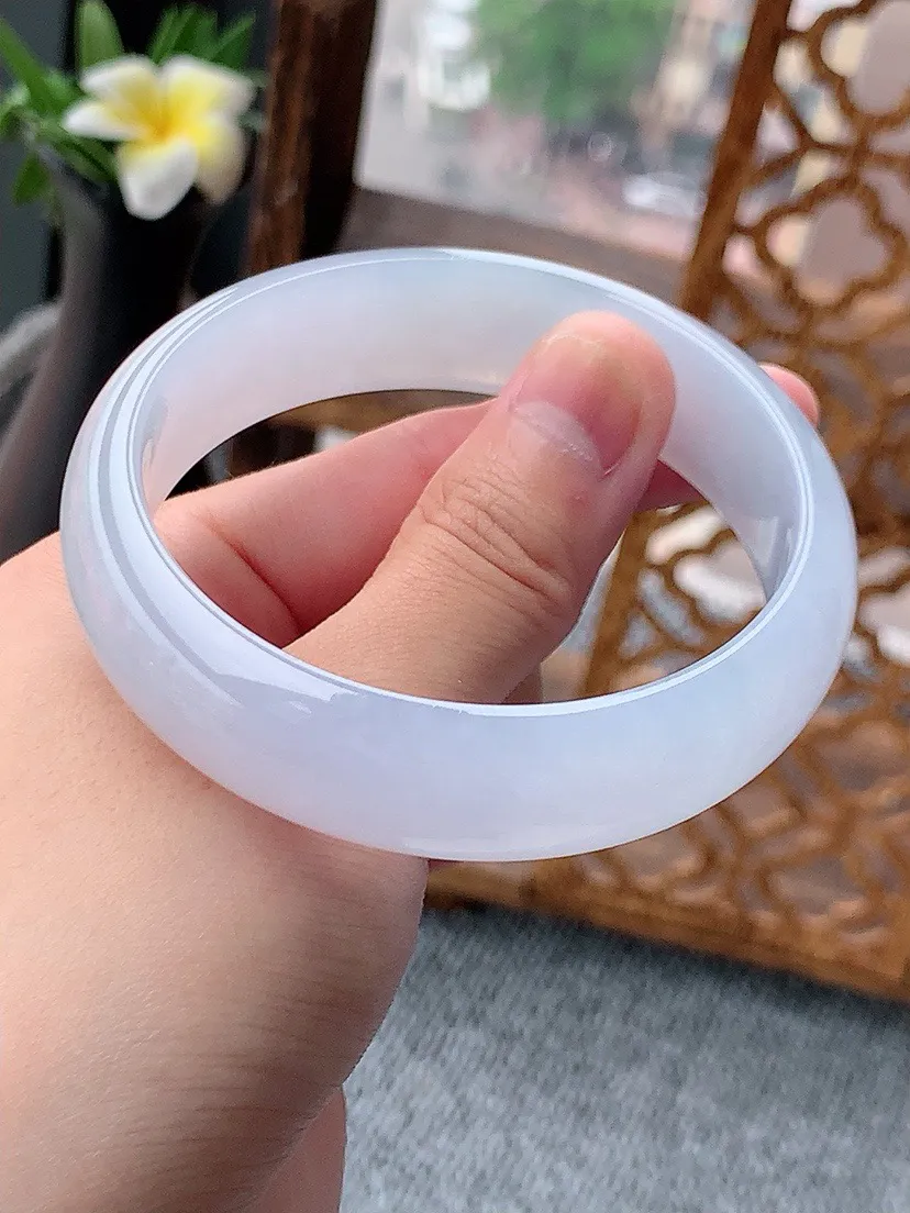 a货翡翠老坑紫罗兰宽边正装正圈手镯57-58圈口 尺寸57.2×15.8×7mm 重量61.40g 0803