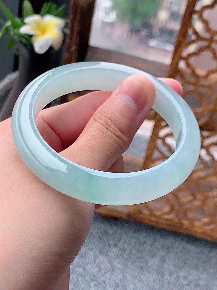 a货翡翠老坑冰种晴水正装正圈手镯55-56圈口 尺寸55.5×11.4×8.3mm 重量55.28g 0803