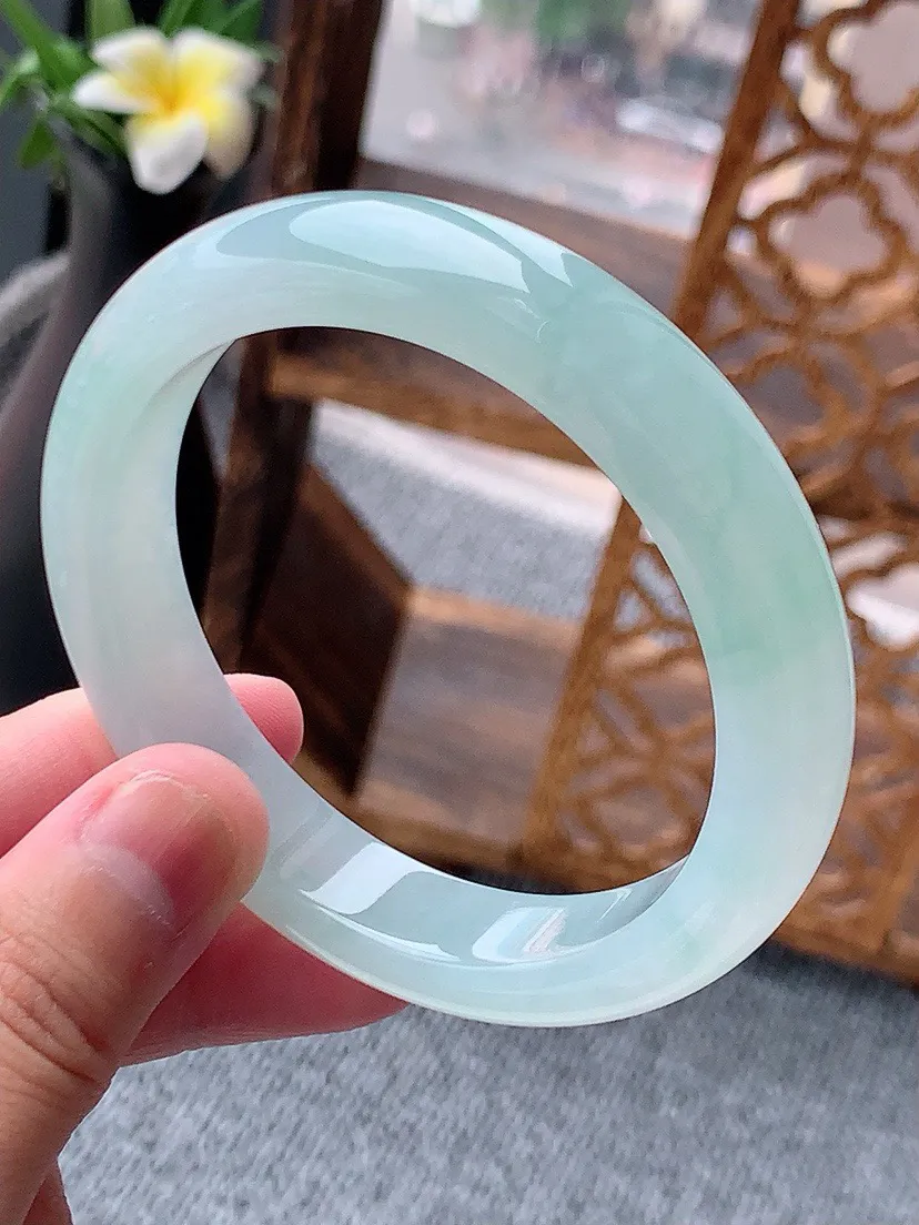 a货翡翠老坑冰种晴水正装正圈手镯55-56圈口 尺寸55.5×11.4×8.3mm 重量55.28g 0803
