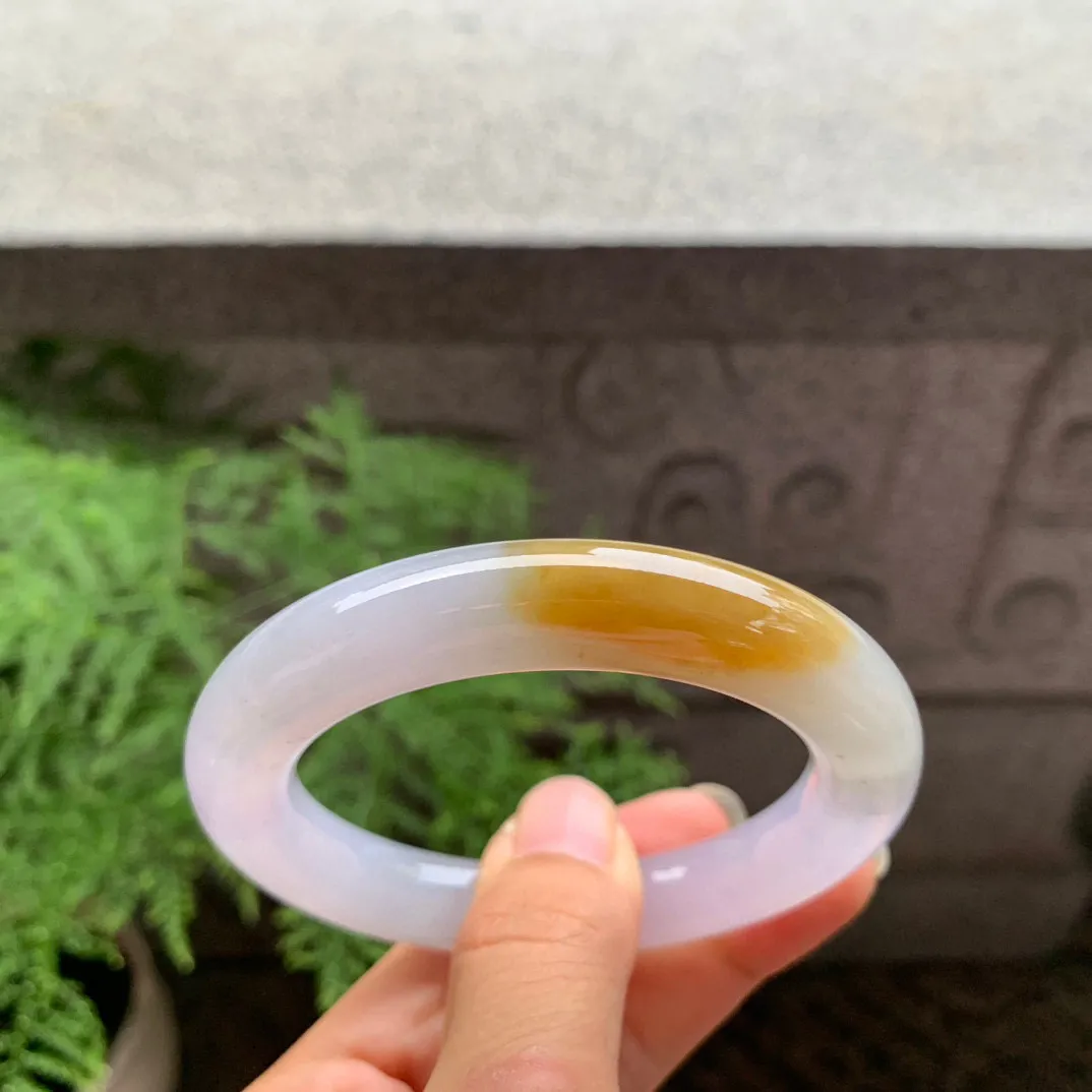 小圈口 53.6-10.7【冰粉紫黄翡圆条手镯】圆条53 54可戴