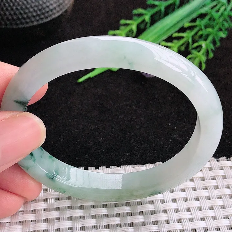 自然光55/48.5/10/7.5老坑冰胶水灵飘花贵妃手镯翡翠玉镯百搭