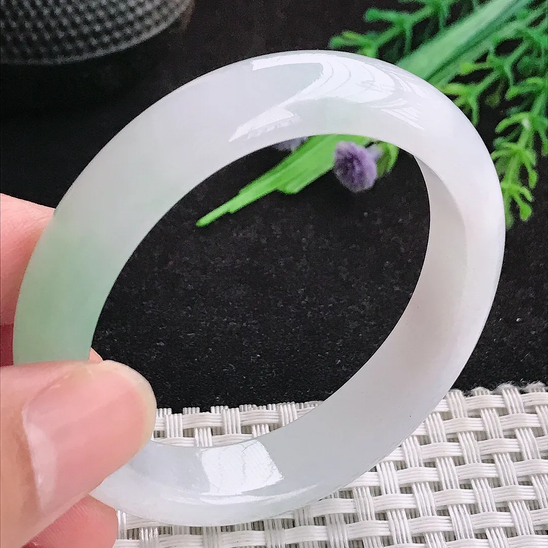 自然光50.5/46.5/12.6/7.3小圈口老坑冰胶水灵飘绿贵妃手镯翡翠玉镯百搭