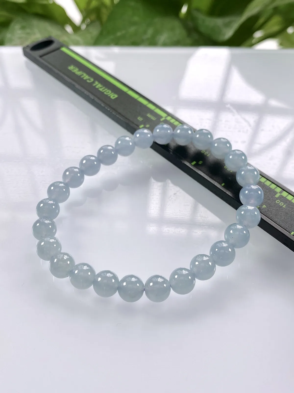 缅甸天然翡翠A货，卡7冰种起胶紫罗兰冰紫圆珠手串手链，尺寸：7mm/26颗，重量：15.70g